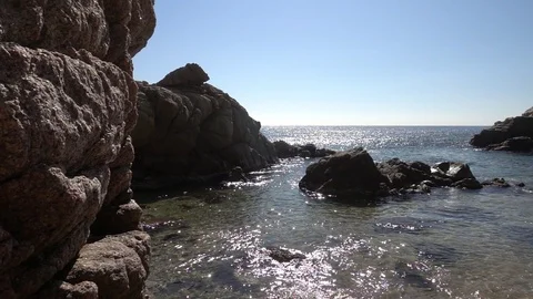 Beach a clear day on the Costa Brava Stock Footage 111255012