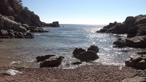 Beach a clear day on the Costa Brava Stock Footage 111258974