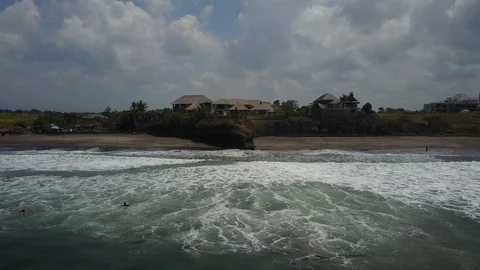 Beach with a Cliff and Waves in Bali Indonesia Yeh Ganga Beach Video stock 101789668