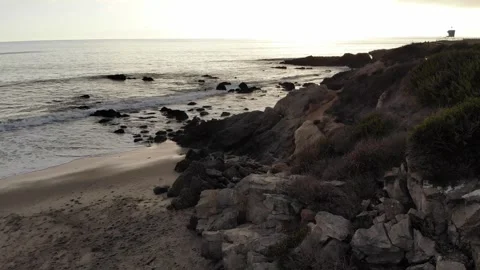 Beach cliff with waves Video stock 297228380