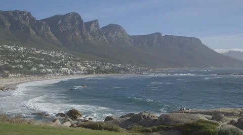 Beach, cliffs and park Stock Footage 22990814