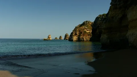 Beach cliffs and small islands Stock Footage 119068283