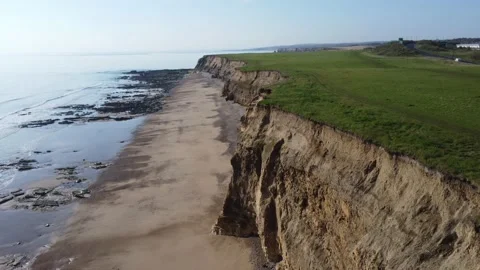 Beach with cliffs filmed with drone. Stock Footage 188812657