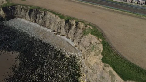 Beach with cliffs filmed with drone. Stock Footage 188814517