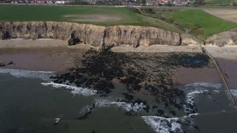 Beach with cliffs filmed with drone. Stock Footage 188822686