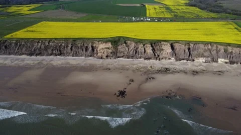 Beach with cliffs filmed with drone. Stock Footage 188843216
