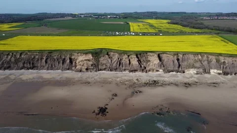 Beach with cliffs filmed with drone. Stock Footage 188844943