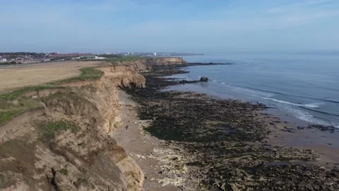 Beach with cliffs filmed with drone. Stock Footage 188867084