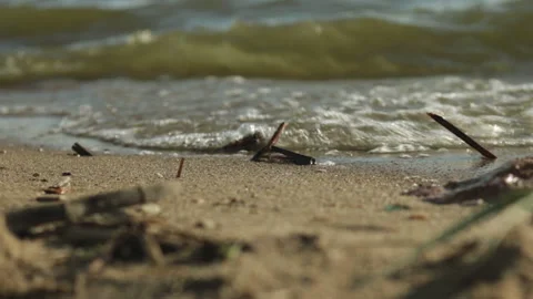 Beach close up sand water waves Stock-Footage 104289748