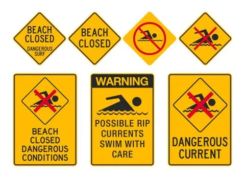 Beach Closed signs Stock Illustration
