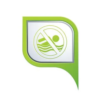Beach closed symbol on green map pointer Stock Illustration