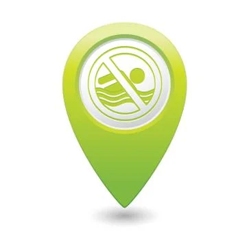 Beach closed symbol green map pointer Illustrazione stock