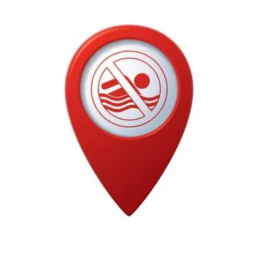 Beach closed symbol map pointer Stock Illustration