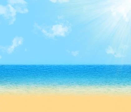 Beach with clouds and sunshine. Stock Illustration