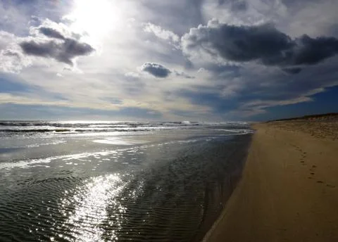 Beach with Clouds Empty  Stock Photos