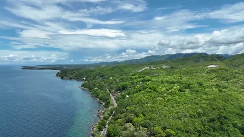 Beach coast Cebu drone Philippines Kalubian aerial sea view beautiful rock Stock Footage 311858451