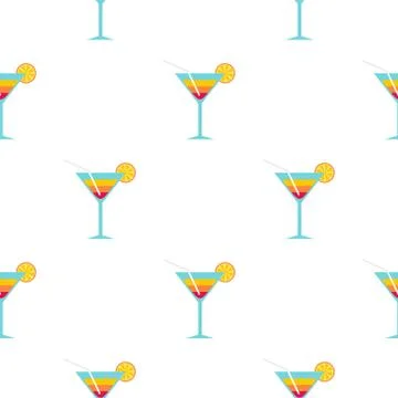 Beach cocktail pattern flat Stock Illustration