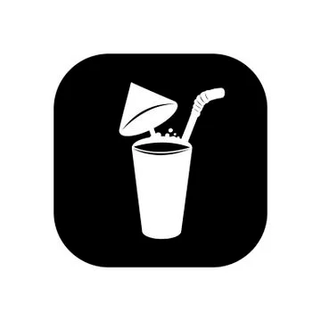 Beach cocktail - vector logo icon for web. white on black. Minimalistic carto Illustrazione stock