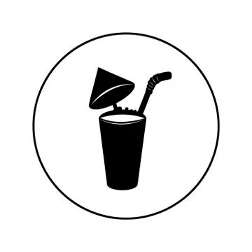 Beach cocktail - vector logo icon for web. black on white. Minimalistic carto Stock Illustration