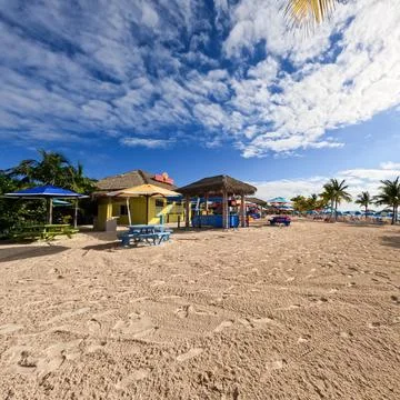 The beach at Coco Cay which is Royal Caribbean Cruise Lines RCL private isl.. Stock Photos