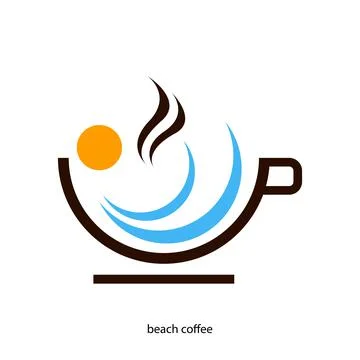 Beach coffee logo vector design template Illustrazione stock