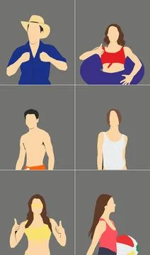 Beach collection half isolated Illustrazione stock