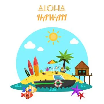 Beach Concept Flat 스톡 일러스트