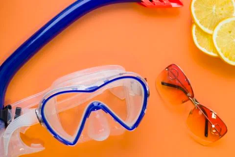 Beach concept orange background Stock Photos