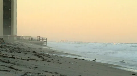 Beach Condos at Dusk on Beach Stock Footage 610969