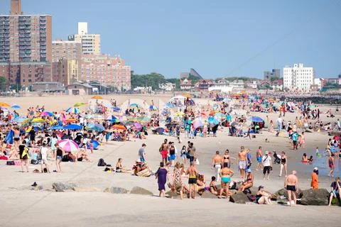 The beach at Coney Island in New York City Stock Photos