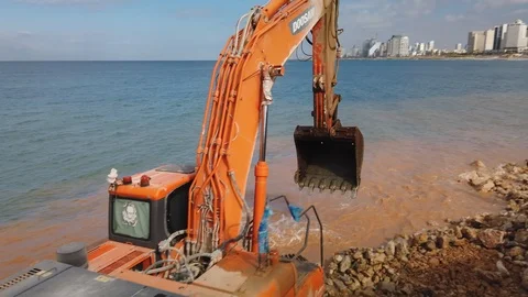 Beach construction Stock Footage 121228114