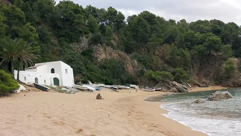 Beach in Costa Brava, Spain Stock Footage 95886819