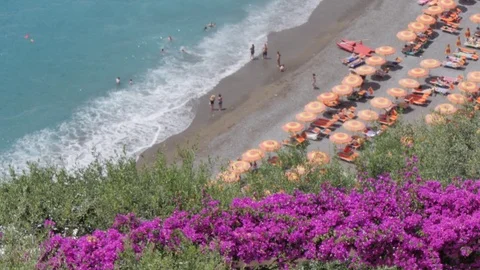Beach, Costiera Amalfitana (Amalfi Coast), UNESCO World Heritage Site, Province Stock Footage