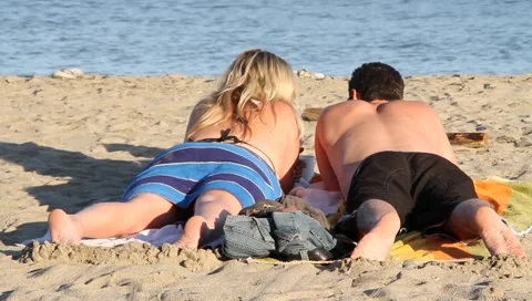 Beach couple Stock Footage 4486571