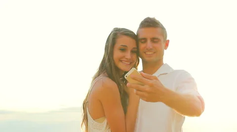 Beach Couple Selfie Stock Footage 52553317