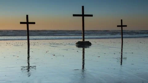 Beach crosses Stock Photos