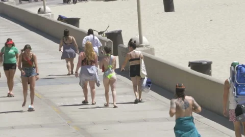 Beach Crowd California Video stock 156405586