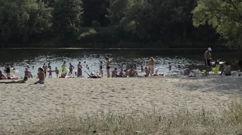 The beach crowds in the summer Stock Footage 52372202