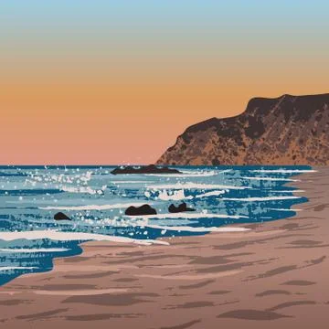 Beach in Crystal Cove Stock Illustration