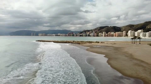 Beach of Cullera, the best beach of the coast of Valencia, Spain Stock Footage 149291727