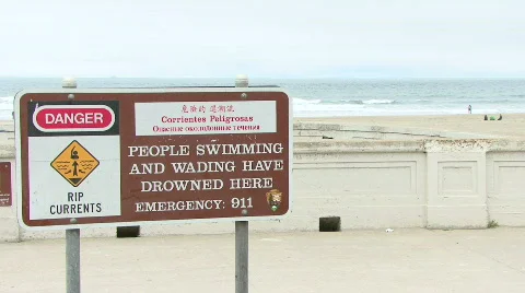 Beach Danger Sign 库存影片 78675
