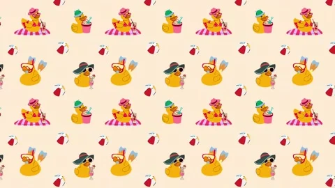 Beach Day Rubber Ducks animation Loop Background Stock Footage 313188013