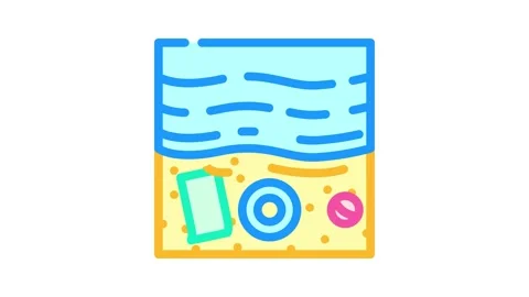 Beach day summer spend time color icon animation Stock Footage 327257097