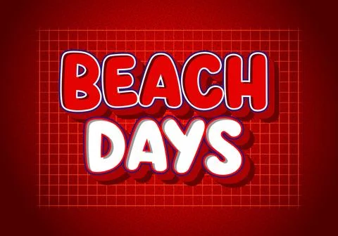 Beach days summer text on red background Stock Illustration