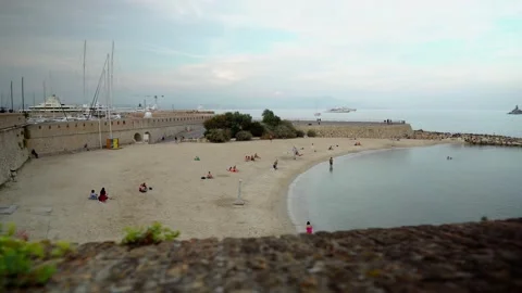 Beach de la Gravette in Antibes Stock Footage 208456889