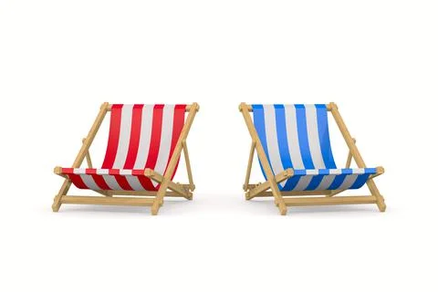 Beach deckchair on white background. Isolated 3D illustration Stock Illustration