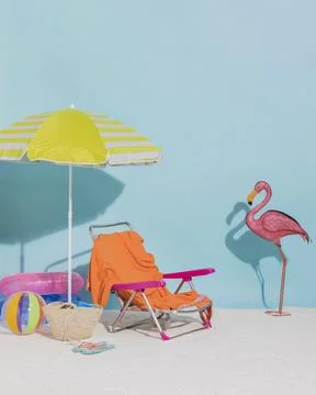 Beach decorations blue background High resolution photo Stock Photos