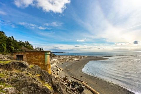 Beach with Defenses Stock Photos