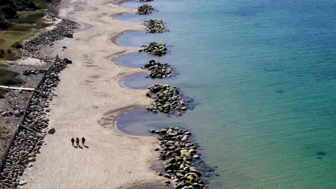 Beach in Denmark on a beautiful spring day, drone stock footage 2 Stock Footage 139933650