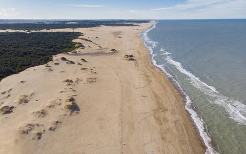 Beach, desert, forest Stockfoto's